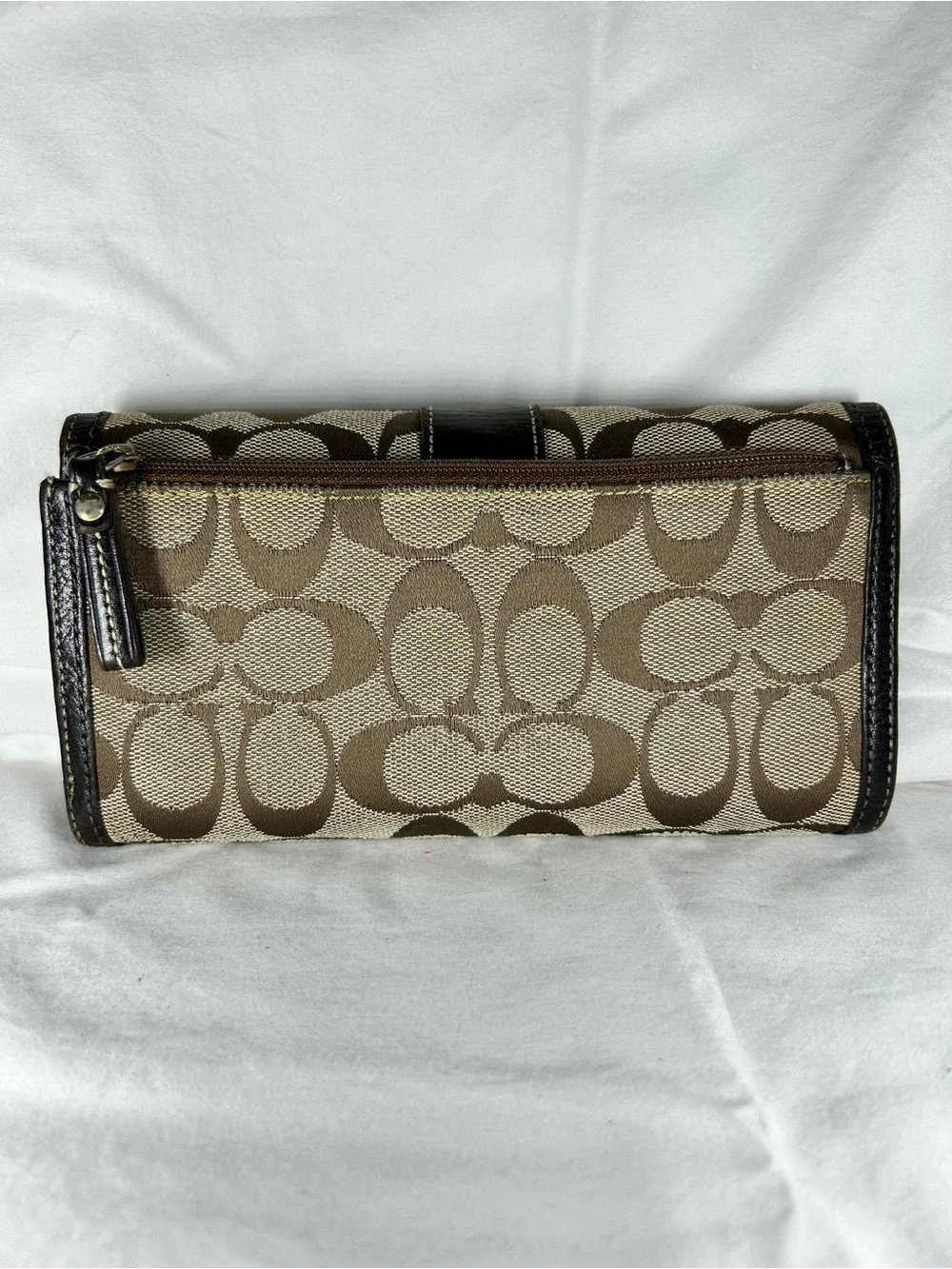 Coach Signature Canvas Continental Wallet With Removable Checkbook Cover